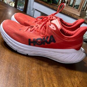 MENS HOKA ONE ONE RUNNING SHOES CARBON X2  FIESTA WHITE RED 1113526 11D